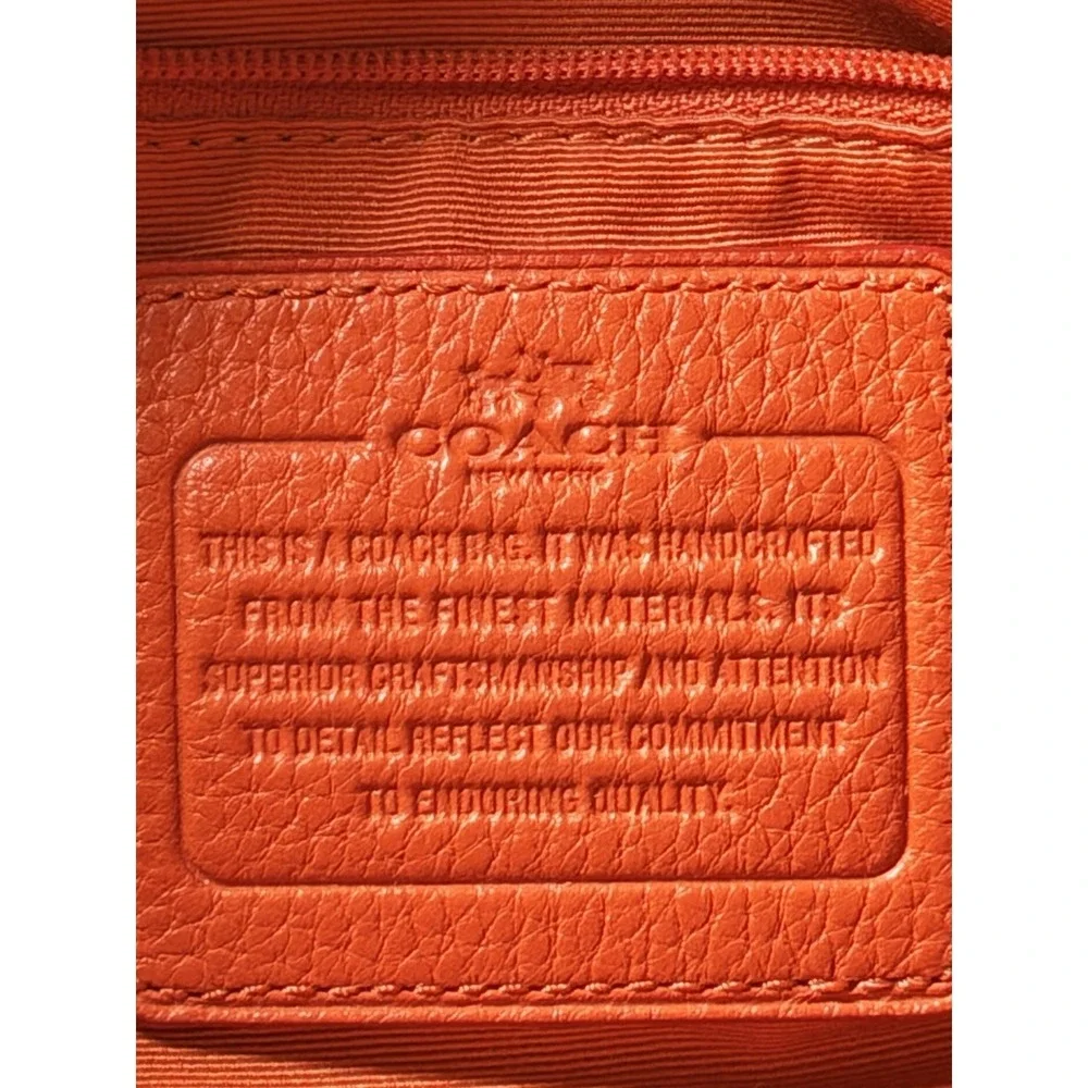 Coach Orange Leather Street Zip‎ Tote Casual Large Shoulder Bag (A2955)